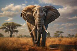 Glasschilderij - Exclusive - Liggend - Olifant op de Weg - meubelboutique.nl