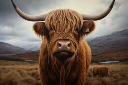 Glasschilderij - Exclusive - Liggend - Schotse Hooglander Mauk - meubelboutique.nl