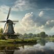 Glasschilderij - Exclusive - Liggend - Windmolen Natuur - meubelboutique.nl
