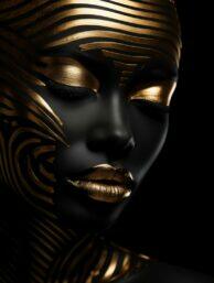 Glasschilderij - Exclusive - Staand - Vrouw met Goud Prime - meubelboutique.nl