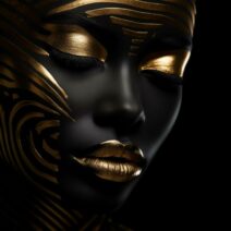 Glasschilderij - Exclusive - Staand - Vrouw met Goud Prime - meubelboutique.nl