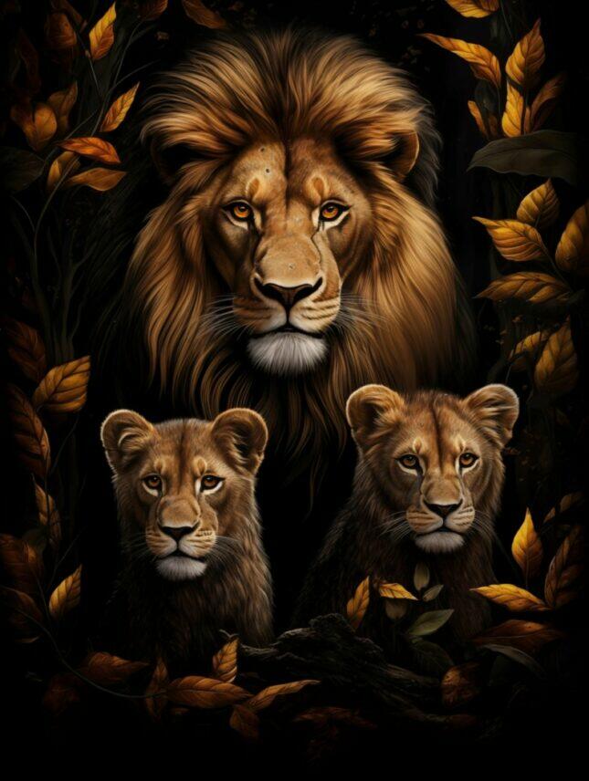 Van-Helder-Design-26-scaled-1 Glasschilderij - Exclusive - Staand - Leeuwenfamilie 2 Welpen Jack - meubelboutique.nl