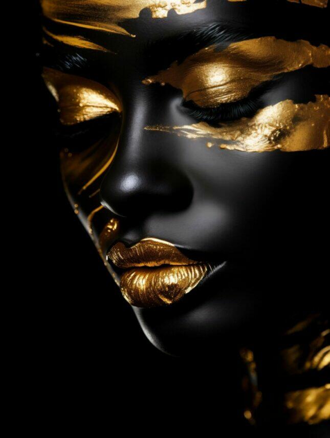 Van-Helder-Design-33-scaled-1 Glasschilderij - Exclusive - Staand - Vrouw met Goud Prime II - meubelboutique.nl