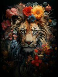 Glasschilderij - Exclusive - Staand - Leeuw Jungle - meubelboutique.nl