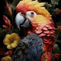 Glasschilderij - Exclusive - Staand - Papegaai Kleurrijk - meubelboutique.nl