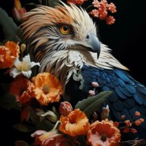 Glasschilderij - Exclusive - Staand - Havik Kleurrijk - meubelboutique.nl