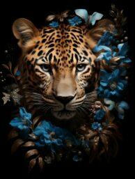 Glasschilderij - Exclusive - Staand - Panter Blue Lucy - meubelboutique.nl