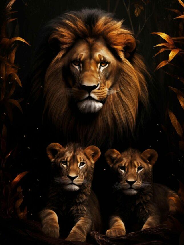 Van-Helder-Design-51-scaled-1 Glasschilderij - Exclusive - Staand - Leeuwenfamilie 2 Welpen Mona - meubelboutique.nl