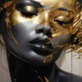 Glasschilderij - Exclusive - Liggend - Abstract Goud Liv - meubelboutique.nl