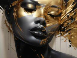 Glasschilderij - Exclusive - Liggend - Abstract Goud Liv - meubelboutique.nl