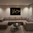 glasschilder boven bank gouden veren