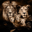 100x150 / 80x120cm - Exclusive - Dieren - Lynn Leeuwen Familie Welpjes - 1, 2, 3, 4 Welpen - Glasschilderij - meubelboutique.nl