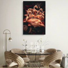 glasschilderij-flamingo-verticaal-woonkamer