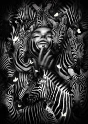 Glasschilderij vrouw zebra zenzi