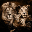 100x150 / 80x120cm - Exclusive - Dieren - Lynn Leeuwen Familie Welpjes - 1, 2, 3, 4 Welpen - Glasschilderij - meubelboutique.nl